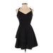 Trixxi Casual Dress - Party V Neck Sleeveless: Black Print Dresses - Women's Size Small