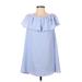 French Connection Casual Dress - A-Line Boatneck Short sleeves: Blue Print Dresses - Women's Size Small