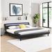 GZMWON Modern Platform Bed Frame w/ Led Lights Headboard Upholstered/Metal in Black | 28.11 H x 80.11 W x 88.11 D in | Wayfair NIUNIUW135658149