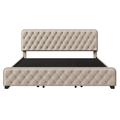 GZMWON Platform Bed Frame w/ Four Drawers Upholstered/Metal in Brown | 84.71 H x 79.61 W x 42.21 D in | Wayfair NIUNIUWF306745AAA