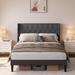 Winston Porter Nkenge Wingback Bed Wood & /Upholstered/Metal & /Metal/Linen in Gray | 47 H x 63 W x 82 D in | Wayfair