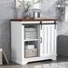 Gracie Oaks Argelio Freestanding Bathroom Cabinet Manufactured Wood in Brown/White | 31.9 H x 31.5 W x 15.7 D in | Wayfair