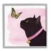 Bungalow Rose Black Cat & Butterfly Framed Giclee Art Design By Diane Neukirch Wood in Brown | 24 H x 24 W x 1.5 D in | Wayfair