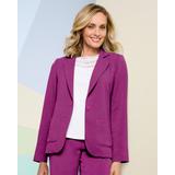 Draper's & Damon's Women's Look-Of-Linen Long Sleeve Blazer - Purple - PL - Petite