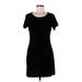 My Michelle Casual Dress - Mini Scoop Neck Short sleeves: Black Print Dresses - Women's Size Medium