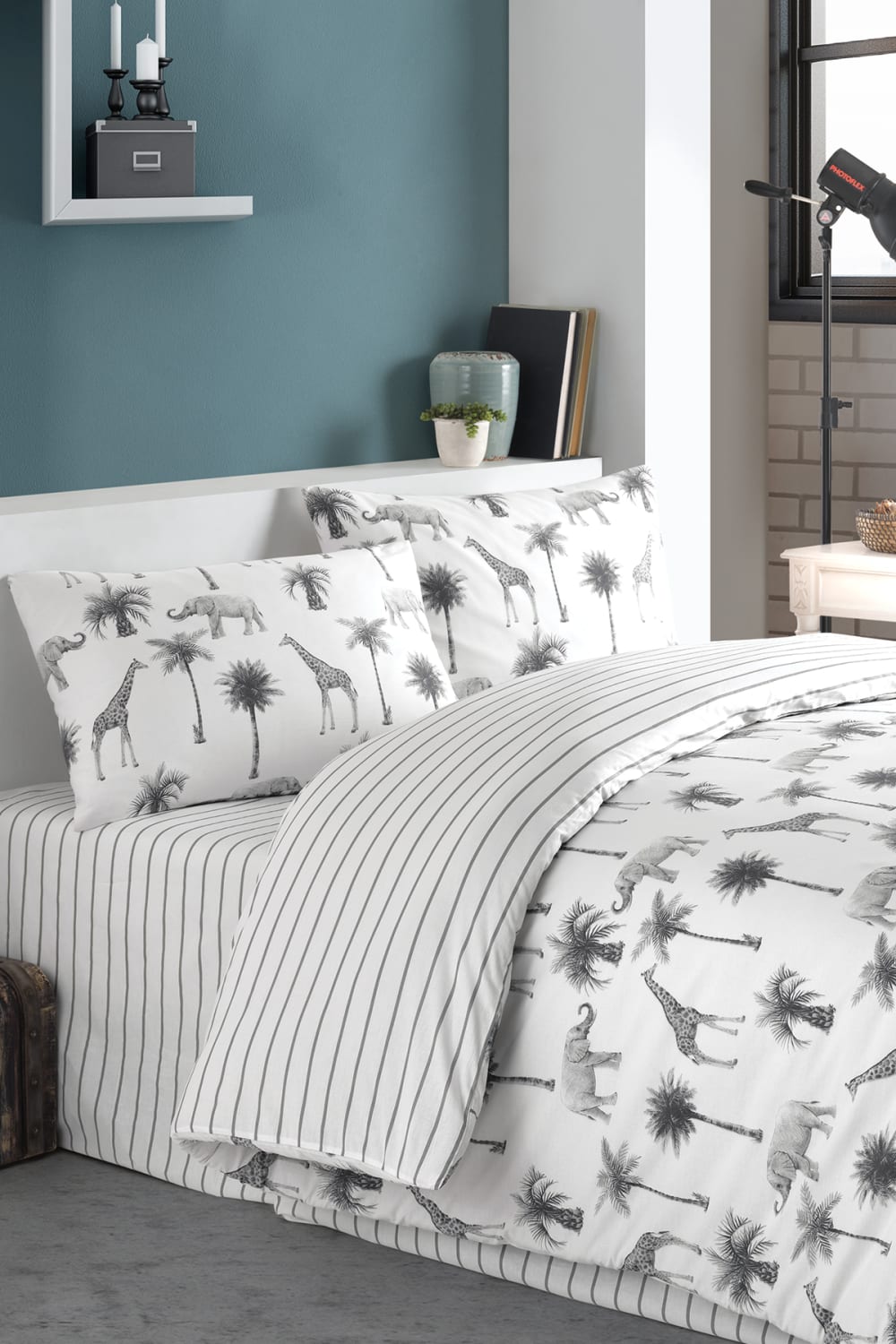 Parure de lit 2 personnes 240x220 cm coton imprimé