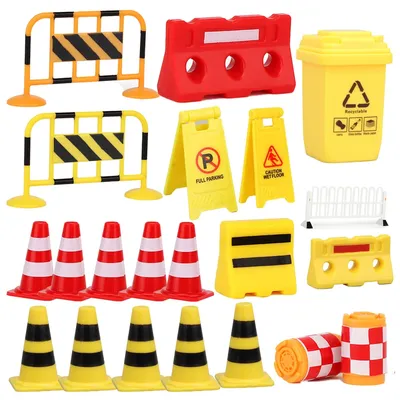 Mini Verkehrs zeichen Rennwagen Geburtstags feier Spielzeug Straße Warnschilder Spielzeug Anti-Kollision Fässer Straßen sperre Kegel Mülleimer Image