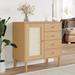 vidaXL Sideboard Storage Cupboard Furniture SENJA Rattan Look Solid Wood Pine - 31.5" x 15.7" x 31.5"