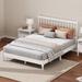 King Size Wood Platform Bed with Gourd Shaped Headboard and Wood Slats, Mattress Support Foundation