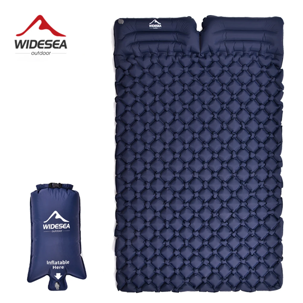 Widesea camping Doppel Aufblasbare Matratze Im Freien Isomatte Bett Ultraleicht Folding Travel Air Matte Kissen Feuchtigkeits
