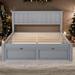 Modern and Simple Style Soild Pine Wood Full Size Platform Bed with Under-bed Drawer Bedroom Furniture, Gray