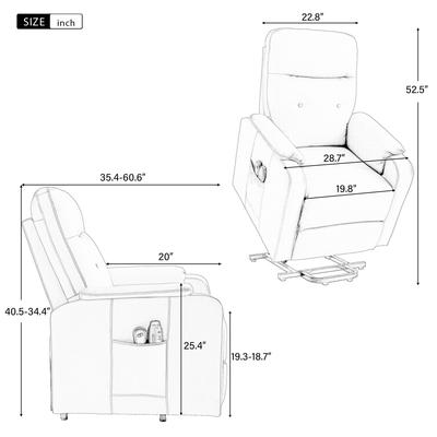 Massage Recliner Chair Electric Power Lift Chairs with Side Pocket, Adjustable Massage and Heating Function for Adults & Seniors