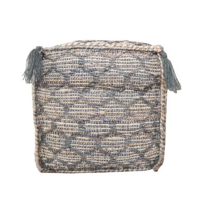 Circe Upholstered Jute and Cotton Pouf