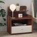 Brown/ White Nightstand with Drawer and 2 Open Storage Shelf, Accent Coffee Table Storage Sofa Side Table End Table for Bedroom