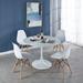 Modern 5-Pieces Dining Set with Round Dining Table and High Back Dining Chairs & Metal Legs, for Dining Room, White