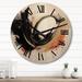 Designart "Immersion Dance Watercolor In Gold And Yellow I" Abstract Oversized Wood Wall Clock