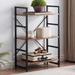 Wood Book Shelf and Bookcase with Metal Frame,Light Brown