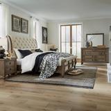 Americana Farmhouse Sleigh Bed, Dresser, Mirror, and Nightstand Bedroom Set