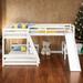 Twin over Full Bunk Bed with Slide, Loft Bed with Desk, Multipurpose Bed with Full-Length Guardrail, White