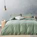 Green Washed Cotton Duvet Cover Set, 3 Pieces Luxury Soft Bedding Set