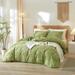 Green Botanical Floral King Size Duvet Cover Set White