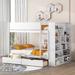 Bunk Bed with 2 Drawers and Multi-Layer Cabinet, Six-Tier Shelf, Multifunctional Wooden Bunk Bed Frame with Guardrail