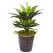 34" Double Agave Succulent Artificial Plant in Metal Planter