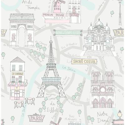 Seabrook Designs Oh La La Landmarks Unpasted Wallpaper - 20.5 in. W x 33 ft. L
