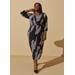 Plus Size Faux Printed Wrap Midi Dress