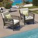 Outdoor Wicker Armchair Set, with Beige Cushions