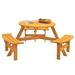 6-Person Circular Outdoor Wooden Picnic Table for Patio, Backyard, Garden, DIY w/ 3 Built-in Benches, 500lb Capacity