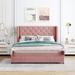 Queen Size Storage Bed Velvet Upholstered Platform Bed with Wingback Headboard and a Big Drawer