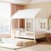 Full Size House Bed w/ Trundle, Kids Playhouse Platform Bed, White