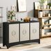 Modern Storage Cabinet with Three Doors and Adjustable shelves,Wood and Linen Sideboard Buffet Cabinet 58.2'' Wide