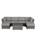 Living Source International 7-Piece Wicker / Rattan Sectional Set in Gray