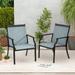Gymax Set of 2 Patio Dining Chairs Outdoor Armchairs w/ Sturdy Metal Frame Blue