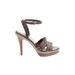 Cole Haan Heels: Brown Solid Shoes - Women's Size 7 1/2 - Open Toe