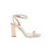 RAYE Heels: Strappy Chunky Heel Minimalist Tan Solid Shoes - Women's Size 8 - Open Toe