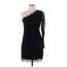 Madison Marcus Cocktail Dress - Party Open Neckline Long sleeves: Black Print Dresses - Women's Size Small