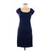 Susana Monaco Casual Dress - Party Scoop Neck Short sleeves: Blue Print Dresses - Women's Size Medium