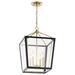 Delvin 24 Inch 4 Light Pendant in Champagne Bronze and Black