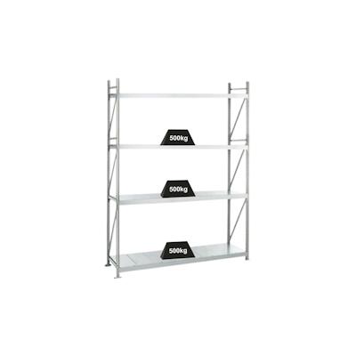 PROREGAL Weitspannregal mit Stahlpaneelen WS 3000 | Grundregal | HxBxT 250x150x60cm | 4 Ebenen | Fachlast 500kg | Verzinkt Image