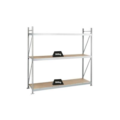 PROREGAL Weitspannregal mit Spanplatten WS 3000 | Grundregal | HxBxT 200x150x80cm | 3 Ebenen | Fachlast 500kg | Verzinkt Image