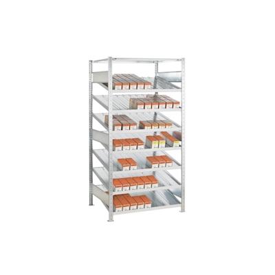 PROREGAL Kanbanregal MULTIplus150 | Grundregal | HxBxT 200x130x80cm | 7 Ebenen | Fachlast 150kg | mit Trenn-und Seitenführungen | Verzinkt Image
