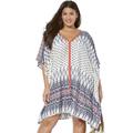 Plus Size Women's Kelsea Cover Up Tunic by Swimsuits For All in Blue Boho Coral (Size 30/32)