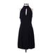 White House Black Market Casual Dress - A-Line Halter Sleeveless: Black Print Dresses - Women's Size X-Small