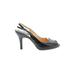 Cole Haan Heels: Slingback Stilleto Cocktail Party Black Print Shoes - Women's Size 9 1/2 - Almond Toe