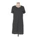 Charming Charlie Casual Dress - Shift Scoop Neck Short sleeves: Black Print Dresses - Women's Size Large