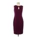 Adrianna Papell Casual Dress - Sheath Keyhole Sleeveless: Burgundy Solid Dresses - Women's Size 4