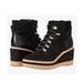 Kate Spade Shoes | Kate Spade Willow Wedge Lace Up Shearling Booties In Black Size 5 New In Box | Color: Black | Size: 5